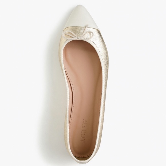 J.Crew Gemma Cap-toe Flats in Metallic Gold Sz 8.5 Gently Loved w/Box - Picture 4 of 12